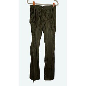 Philosophy Alberta Ferretti 100% Silk Satin Cinch Leg‎ Skinny Pant Olive Green 4